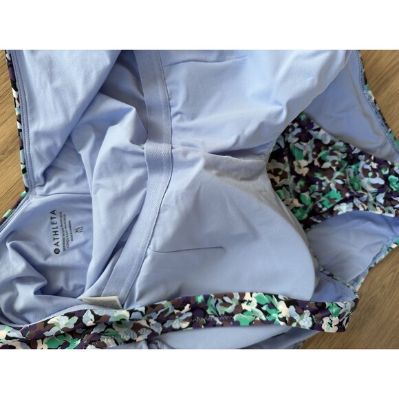 ATHLETA Women's XL Seychelles One Piece Swimsuit Floral Blue Green V Neck NWOT - Picture 3 of 7